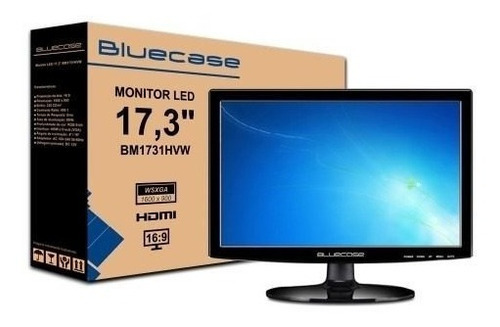 Monitor 17.3 17 Bluecase Hdmi Cftv Segurança Dvr Ps4 Xbox Cor Preto 110V/220V