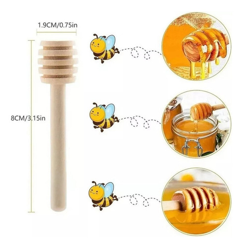 100 Uds Cucharas Palitos De Miel Madera Agitador De Miel 8cm
