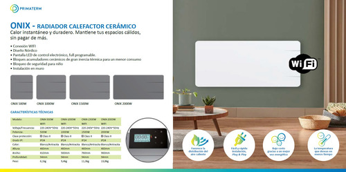 Calefactor Ónix Cerámico Wifi Antracita 2000w Primaterm