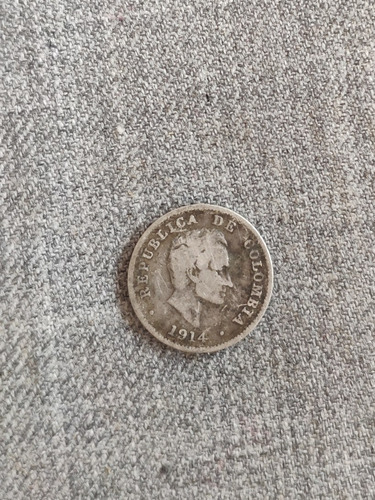 Moneda Colombia 10 Centavos 1914 Plata