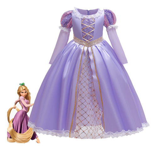 Vestido De Princesa Rapunzel Para Niños, Cumpleaños, Carnava