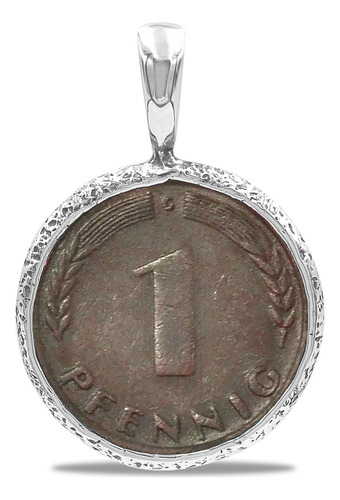 Dije Con Moneda I Pfennig De Alemania En Plata De Ley