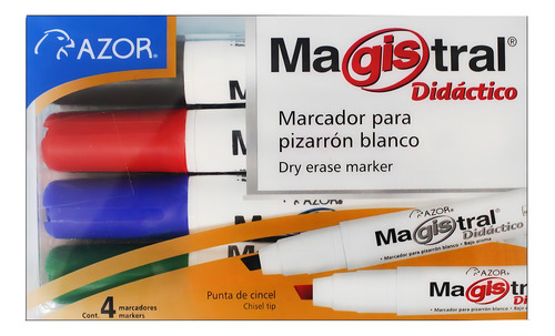 Marcadores Pizarrón Blanco Con 4 Magistral Didactico Azor