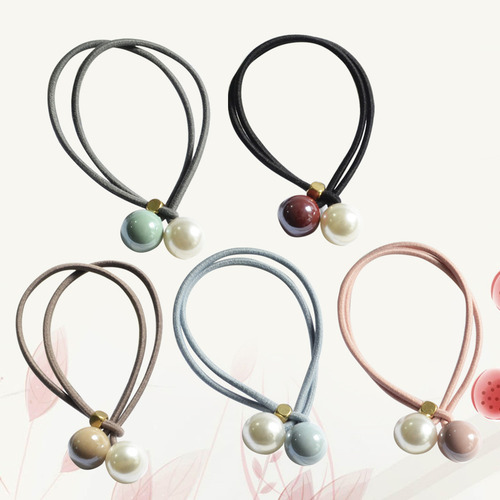 Cinta De Pelo Con Forma De Perlas, Goma, Soporte Para Coleta