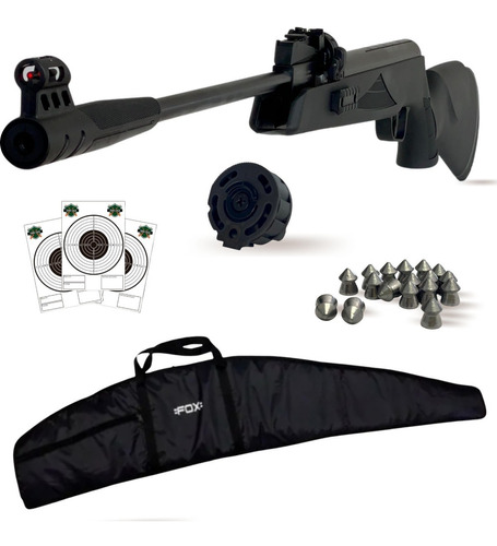 Rifle Aire Comprimido Fox Combat Nitro Pistón Caza Funda  P.