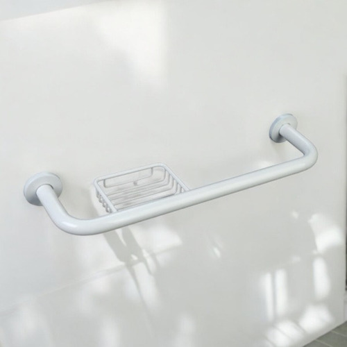 Barral Agarradera Pasamano Ducha Seguridad C/jabonera Blanco