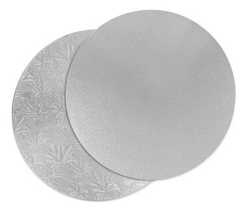 Set 3 Bases Pastelera Redonda Madera Plata 26, 28 Y 33 Cm Color Plateado