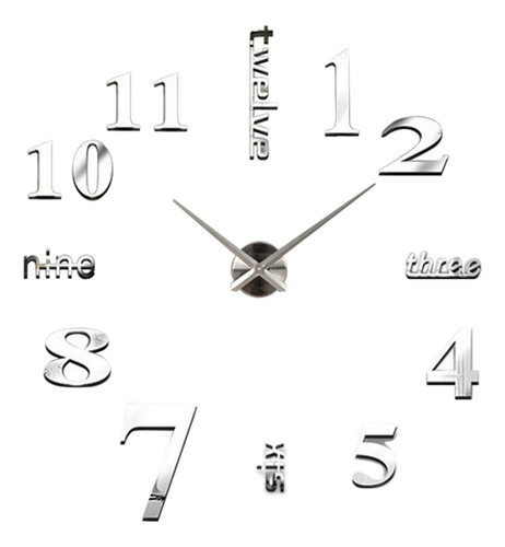 T Reloj De Pared Diy 3d Acrílico Stick On Marco Silent Clock