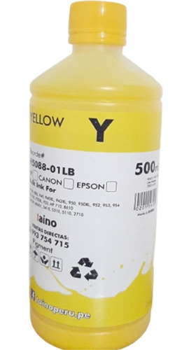 Tinta Amarillo 1/2 Litro Inktec Compatible Hp Yellow 