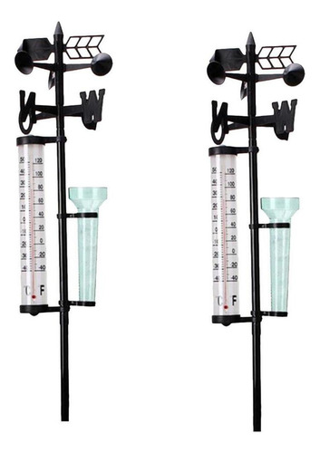 2 Set Weather Station Kit Medidores De Lluvia Termómetros