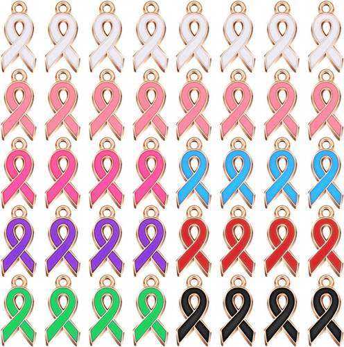 100 Piece Breast Cancer Awareness Charm Ribbon Pendant