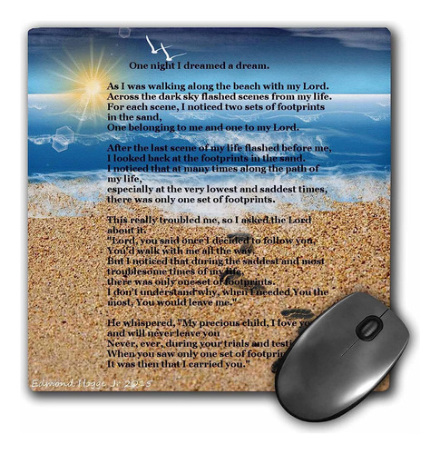 Mouse Pad Imagen Playa Con Poema 8 X 8 Pulgadas