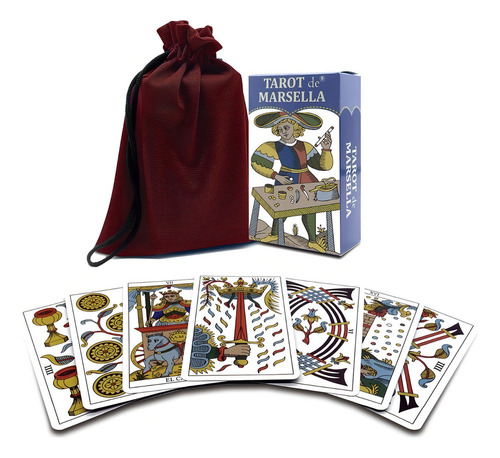 Tarot Marsella Español + Tapete + Morral Mod Zodiacal Vino