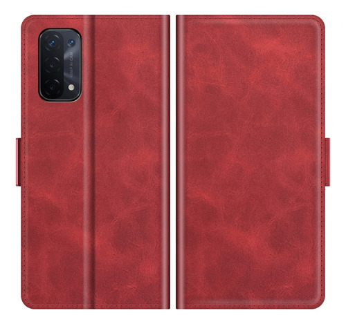 Funda De Cuero Con Tapa Horizontal Roja For Oppo A54 5g/
