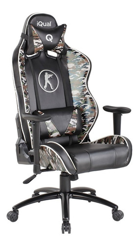 Imagen 1 de 4 de Silla Butaca Gamer Iqual 38hq Rgb Led Reclinable Almohadones