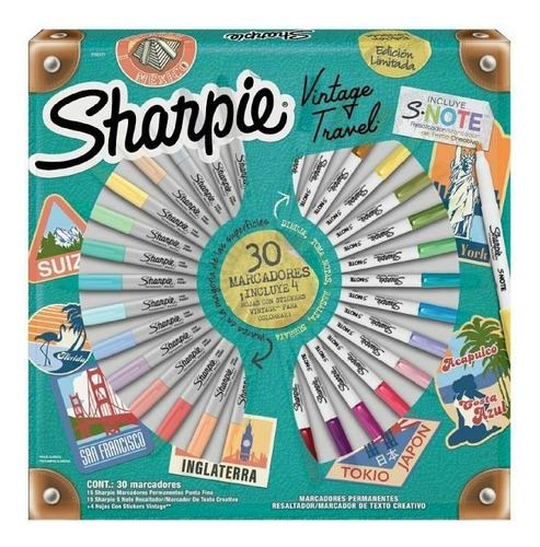 Marcadores Sharpie Ruleta X30 Vintage Travel 