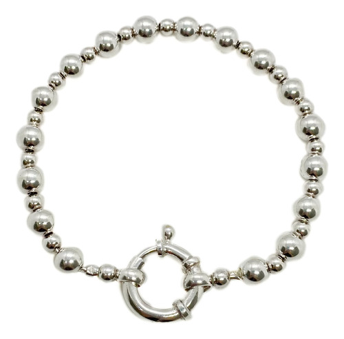 Pulsera Plata 925 Bolas Con Cierre Marinero 19 Cm