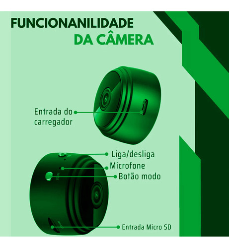 Câmeras De Segurança Mini Wifi A9 Câmera Externa Micro Wifi Cor Preto