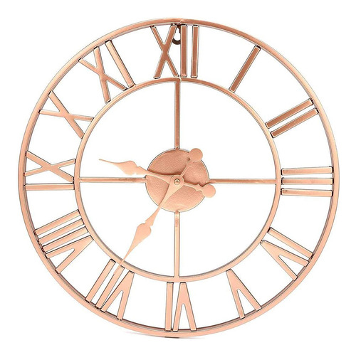 Reloj Silencioso Romano Calado De Metal, Oro Rosa Y Cobre, E