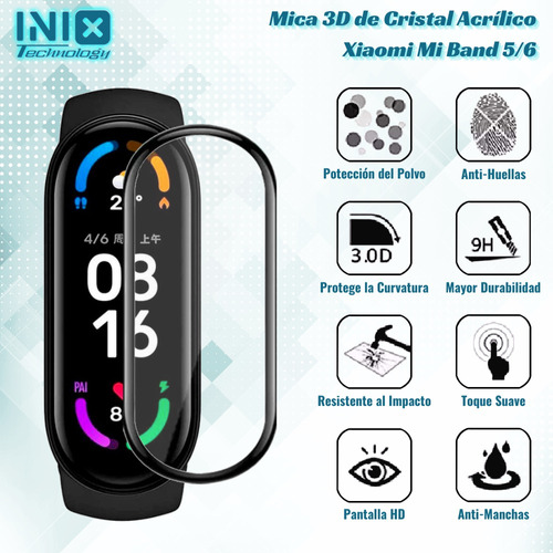 Mica 3d Para Xiaomi Mi Band 4/5/6/7/8/etc Cristal Acrílico