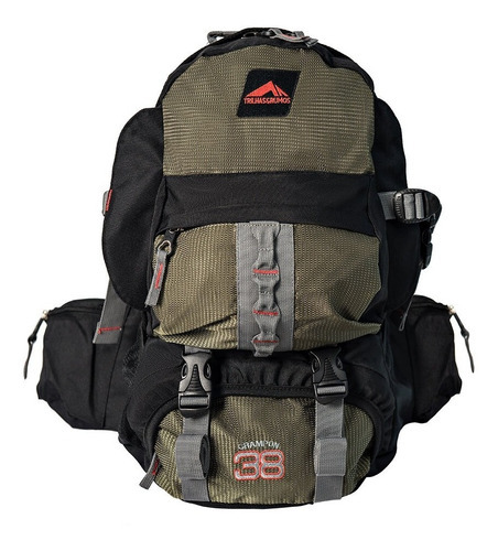 Mochila Crampon 38 L Trilhas & Rumos Trekking Impermeável Cor Preto Com Verde Pontilhado Desenho Do Tecido Preto Com Pontilhado