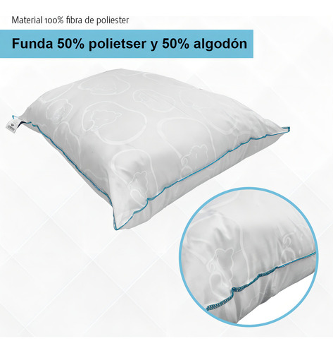 Almohada Spring Air Osos 48x63.5x15 Cm Hipoalergénica Blanco