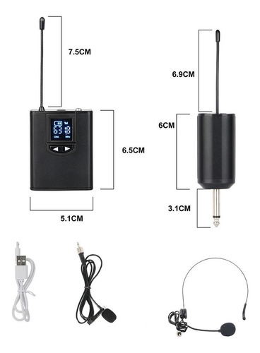Uhf Inalámbrico Lavalier Micrófono Auricular Lapel Mic Usb