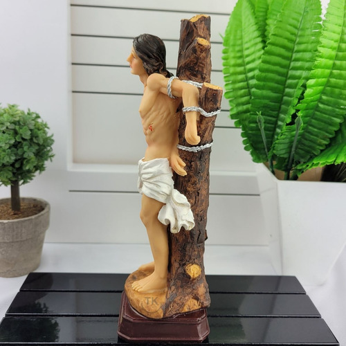 Imagem Católica São Sebastiao 20cm Em Resina (r009-8) Cor Branco