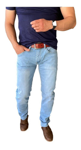 Pantalón Jeans Elasticado Slim Celeste