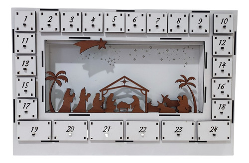 Calendario Adviento Con Diseño En El Centro Con Luz Mdf 3 Mm