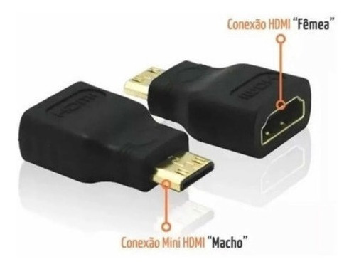 Imagem 2 de 6 de Adaptador Conector Mini Hdmi Macho Para Hdmi Fêmea