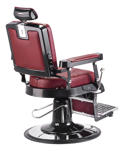 Silla de barbería Dompel Harley con respaldo reclinable con base redonda color rojo turim