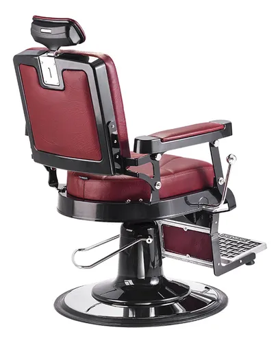 Silla de barbería Dompel Harley con respaldo reclinable con base redonda color rojo turim