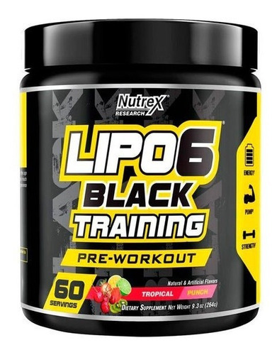 Lipo6 Black Training Pre-workout - 60 Servicios - Tropical