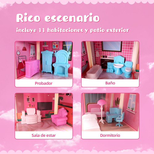 Casa De Muñecas Grande 4 Pisos Castillo De Princesa De