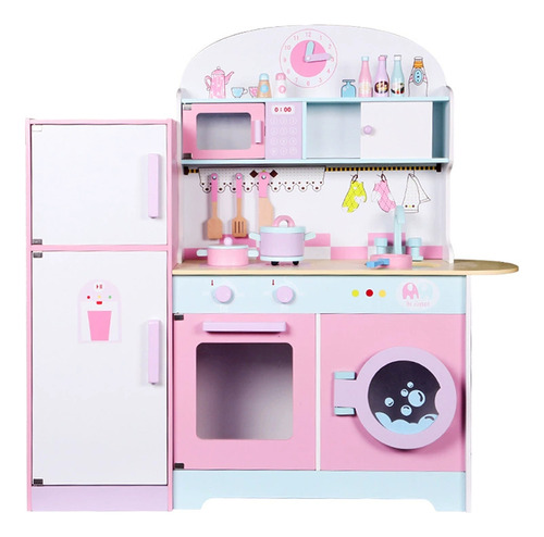 Conjunto De Cocina Simulada Infantil Accesorios Para Niños Rosa