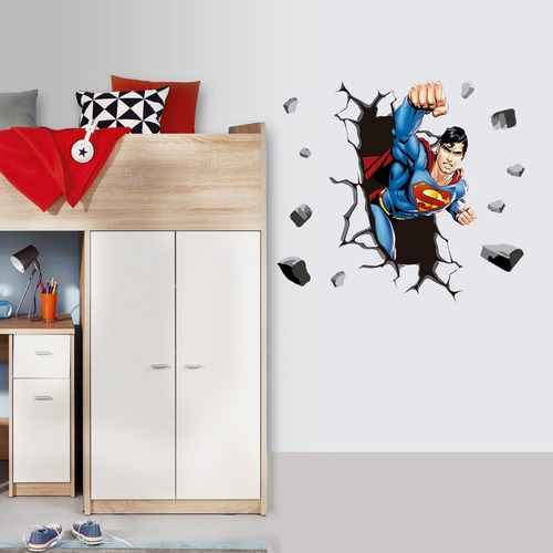 Imagen 2 de 3 de Vinilos Decorativos Superheroes Atravesando Pared 120x100cm