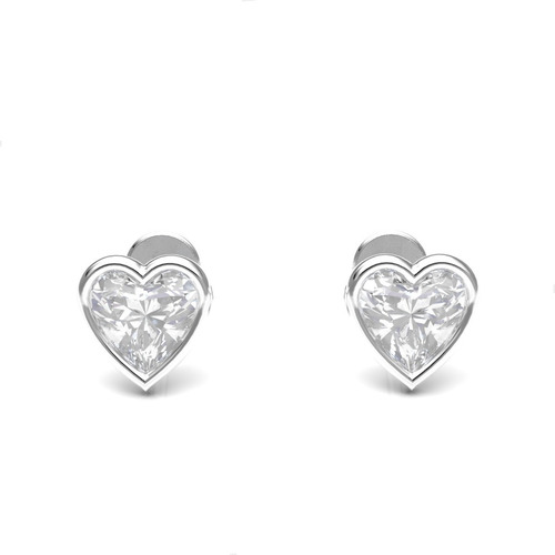 Arete Broquel Corazón Bisel De Plata .925 Agálea Joyería 