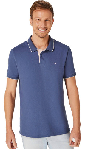 Camisa Polo Básica Hering Masculina Em Malha Piquet - Azul