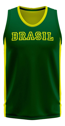 Regata Braziline Uacari Brasil Masculino - Verde E Amarelo