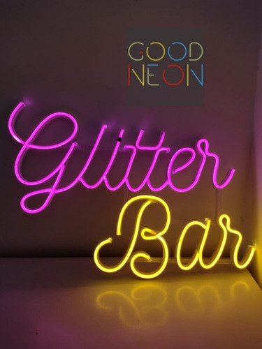 Glitter Bar Neon Led Dos Colores