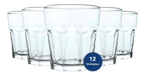 Juego Set X 12 Vaso Whisky Facetado Cristar Lisboa 344 Ml Color Transparente