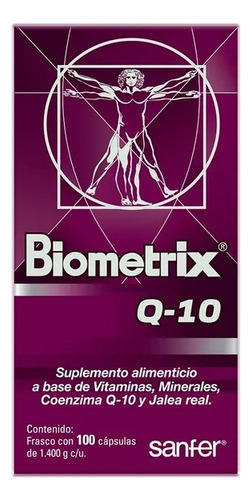 Suplemento de geleia real Biometrix Q-10 100 cápsulas de sabor sem sabor
