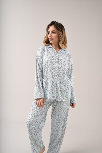Pijama Algodón 100% Abotonado Bolsillo Ropa D Dormir Lumiere