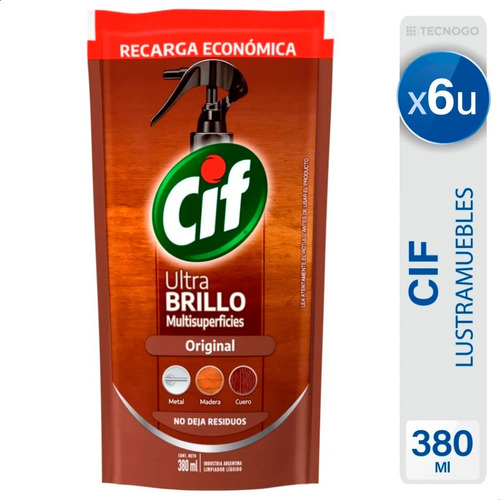 Lustramueble Cif Ultra Brillo Repuesto Economico X6