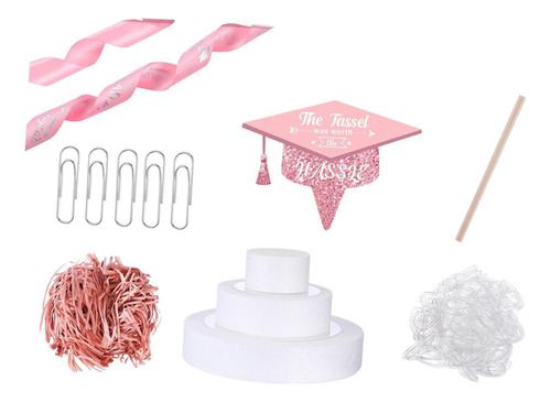 Soporte Para Pastel De Graduación 2025, Decoración Rosa