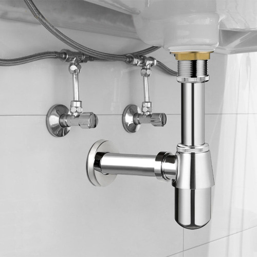 Sifão Lavatório Banheiro Metal Com Copo Cromado Anti-odor