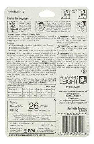 Tapones Oído Reutilizables Howard Leight, 2 Pares