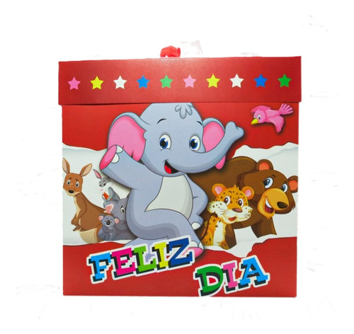 Caja Regalo Grd Feliz Dia Elefante-rojo X2 Unidades