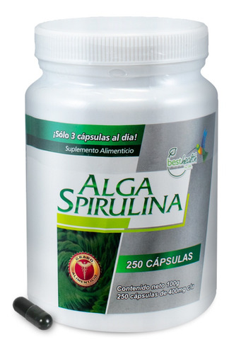 Concentrado De Espirulina En Capsula Alga Espirulina Organica De 250 Capsulas 500mg Best Health 